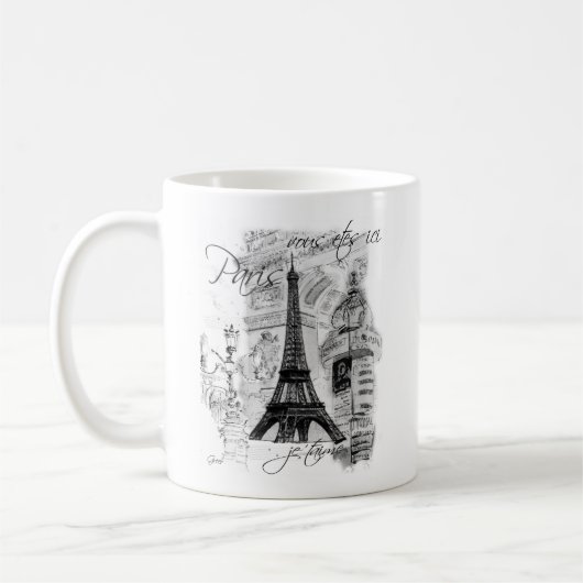 Paris Eiffelturm Französische Szene Collage Kaffeetasse (Links)