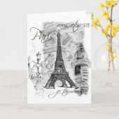 Paris Eiffelturm Französische Szene Collage Karte (Gelbe Blume)