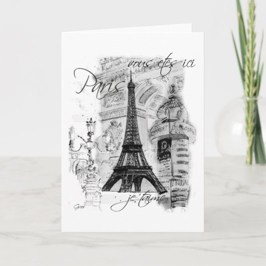 Paris Eiffelturm Französische Szene Collage Karte (Vorderseite)