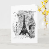 Paris Eiffelturm Französische Szene Collage Karte (Gelbe Blume)