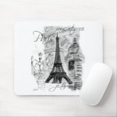 Paris Eiffelturm Französische Szene Collage Mousepad (Mit Mouse)