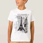 Paris Eiffelturm Französische Szene Collage T-Shirt (Vorderseite)