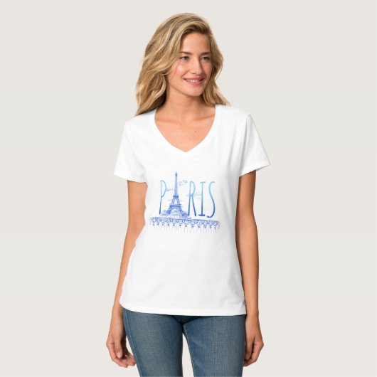 Paris Eiffelturm Frauenturm T - Shirt (Vorderseite Vollansicht)