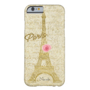 Paris-Eiffelturm-Gold u. rosa bezaubernder Barely There iPhone 6 Hülle