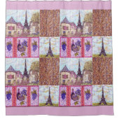 Paris-Eiffelturm inspiriert Pointillismus-Collage Duschvorhang (Vorderseite)