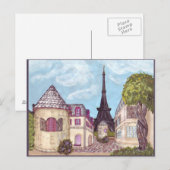 Paris Eiffelturm inspiriert Postkarte (Vorne/Hinten)