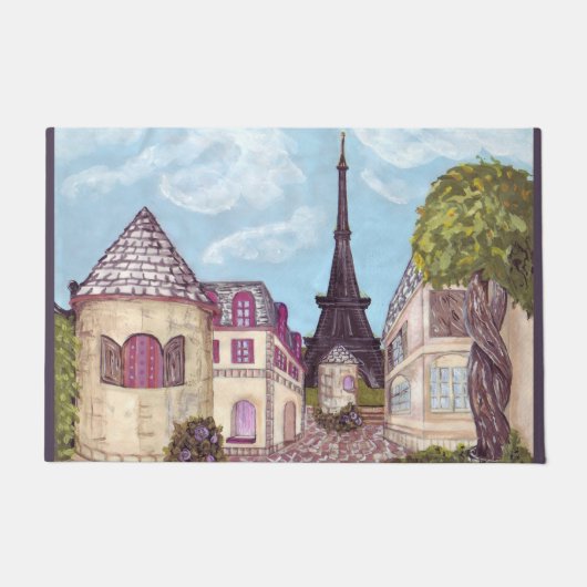 Paris Eiffelturm inspirierte Landschaftstür Fußmatte (Vorderseite)
