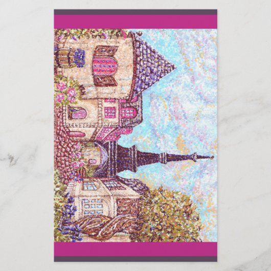 Paris Eiffelturm Landschaft Pointillismus Schreibw Briefpapier (Vorderseite)