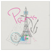 Paris, Eiffelturm, Letter, Briefmarke Muster, Stoff (Nahaufnahme)