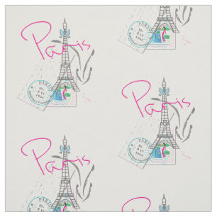 Paris, Eiffelturm, Letter, Briefmarke Muster, Stoff