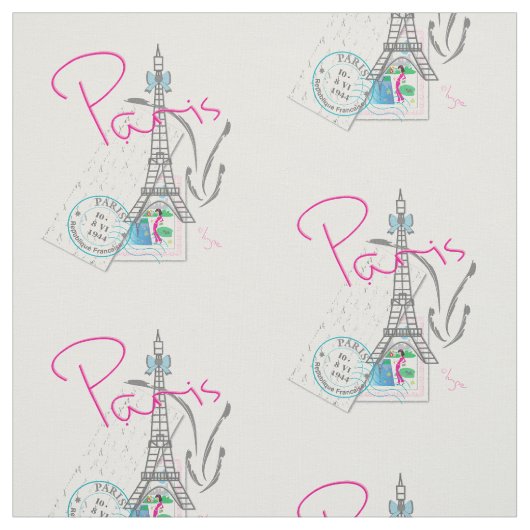 Paris, Eiffelturm, Letter, Briefmarke Muster, Stoff (Muster)