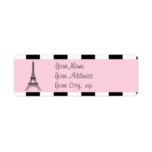 Paris Eiffelturm Licht Rosa Schwarz Weiße Labels