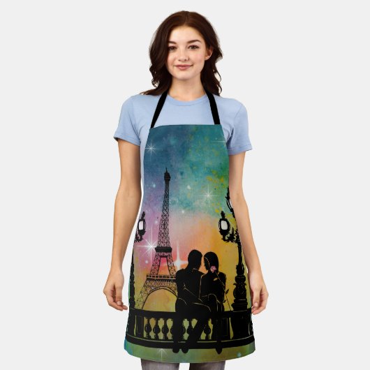 *~* Paris Eiffelturm Liebe Rose Celestial Stars Schürze (Getragen)