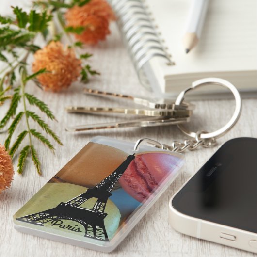 Paris-Eiffelturm Macaron Schlüsselanhänger (Vorderseite rechts)
