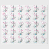 Paris Eiffelturm mit Liebe Geschenkpapier (Flach)