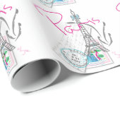 Paris Eiffelturm mit Liebe Geschenkpapier (Rolleneckpunkt)