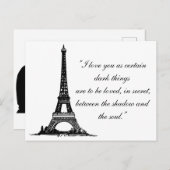 Paris Eiffelturm mit Liebe Postkarte (Vorne/Hinten)
