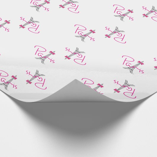 PARIS-Eiffelturm mit rosa Bogen Geschenkpapier (Ecke)