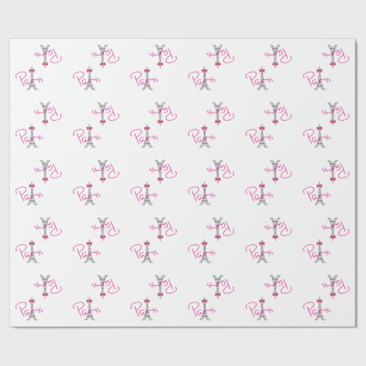PARIS-Eiffelturm mit rosa Bogen Geschenkpapier (Flach)