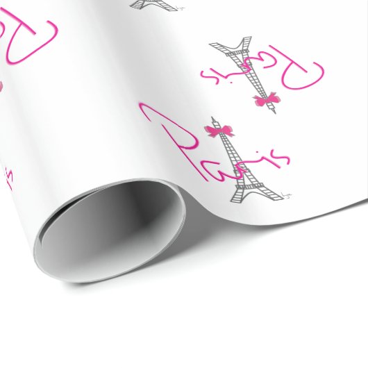 PARIS-Eiffelturm mit rosa Bogen Geschenkpapier (Rolleneckpunkt)