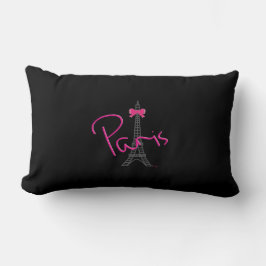 Paris, Eiffelturm mit rosa Bow Modern Black Lendenkissen