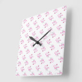 PARIS, Eiffelturm mit rosa Bow Quadratische Wanduhr (Winkel)