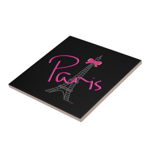 Paris Eiffelturm mit rosa Bug Fliese (Seite)