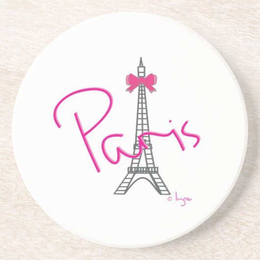 Paris Eiffelturm mit rosa Bug Getränkeuntersetzer (Vorne)