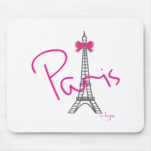 Paris Eiffelturm mit rosa Bug Mousepad (Vorne)