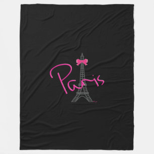 Paris, Eiffelturm mit rosa schwarz Bow Fleecedecke