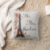 Paris Eiffelturm Mr. Mrs. Braut Hochzeitskissen Kissen (Decke)