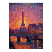 Paris Eiffelturm Pointillismus Sonnenuntergang Sta