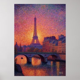 Paris Eiffelturm Pointillismus Sonnenuntergang Sta Poster