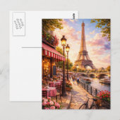 Paris - Eiffelturm Postkarte - Paris Café (Vorne/Hinten)