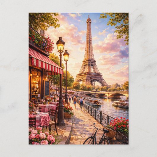Paris - Eiffelturm Postkarte - Paris Café (Vorderseite)