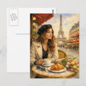 Paris - Eiffelturm Postkarte - Paris Café (Vorne/Hinten)