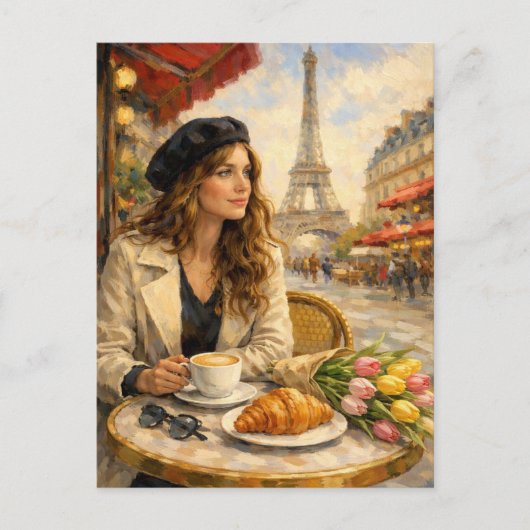 Paris - Eiffelturm Postkarte - Paris Café (Vorderseite)