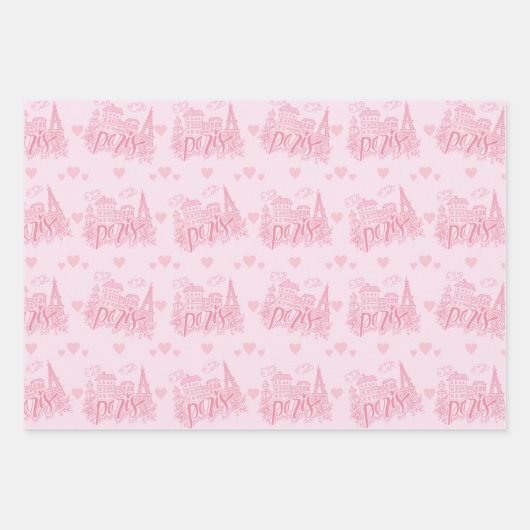 Paris Eiffelturm Rosa Geschenkpapier Set (Vorderseite 2)