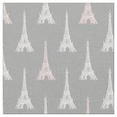 Paris-Eiffelturm-Rosa-Grau-Gewebe Stoff (Nahaufnahme)