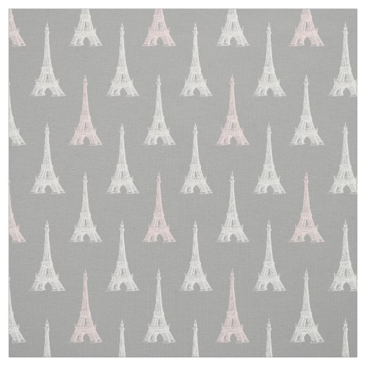 Paris-Eiffelturm-Rosa-Grau-Gewebe Stoff (Muster)