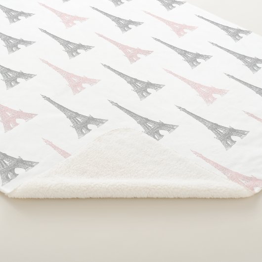 Paris-Eiffelturm-Rosa-graues Weiß Sherpadecke (3/4)