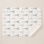 Paris-Eiffelturm-Rosa-graues Weiß Sherpadecke (Vorderseite (Horizontal))