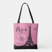 Paris-Eiffelturm-Rosa-Leinwand-Monogramm Tasche (Rückseite)