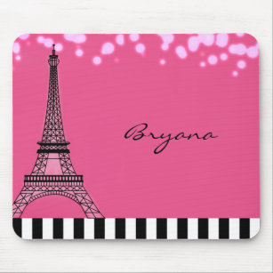 Paris-Eiffelturm-Rosa-Pudel-Mädchen-Mausunterlage Mousepad