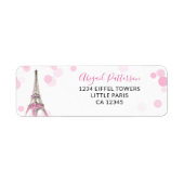 Paris Eiffelturm Rosa und Schwarze Rücksendeadress (Vorne)
