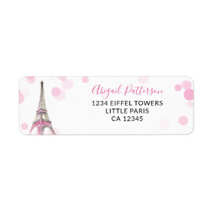 Paris Eiffelturm Rosa und Schwarze Rücksendeadress