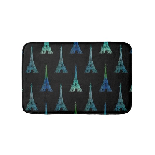 Paris-Eiffelturm-Schwarz-Aqua-Bad-Wolldecke Badematte (Vorderseite)