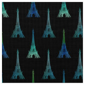Paris-Eiffelturm-Schwarz-blaues Grün-Gewebe Stoff (Nahaufnahme)