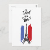 *~* Paris Eiffelturm Schwarze Kontur Weiß Postkarte (Vorne/Hinten)