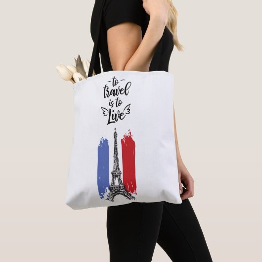 *~* Paris Eiffelturm Schwarze Kontur Weiß Tasche (Von Nahem)
